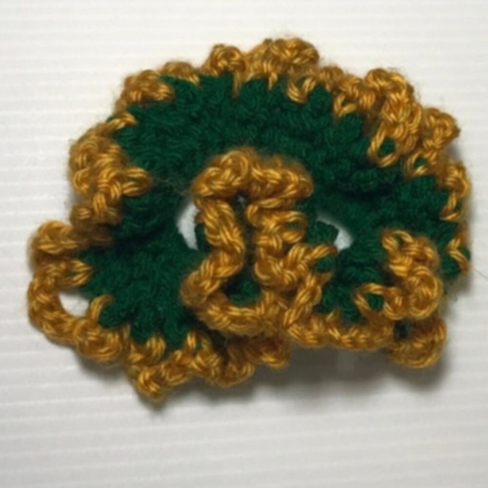 NWT Gold Green Handmade Crocheted Hair Scrunchie